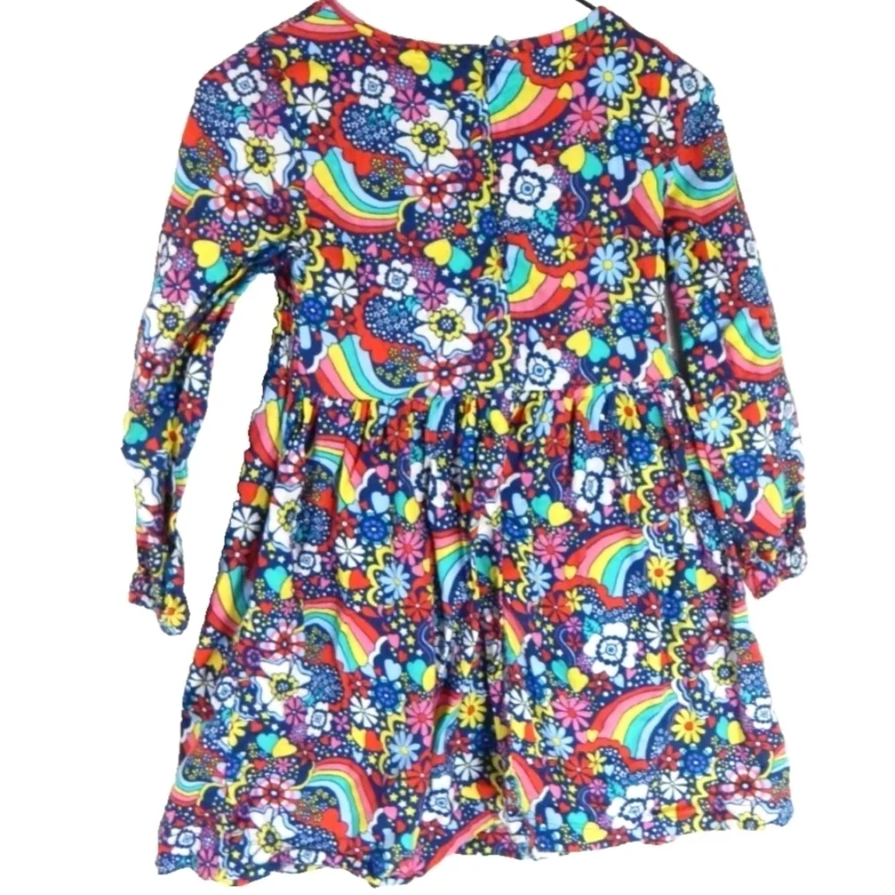 Mini Boden Floral Rainbow Long Sleeve Dress - Picture 2 of 3